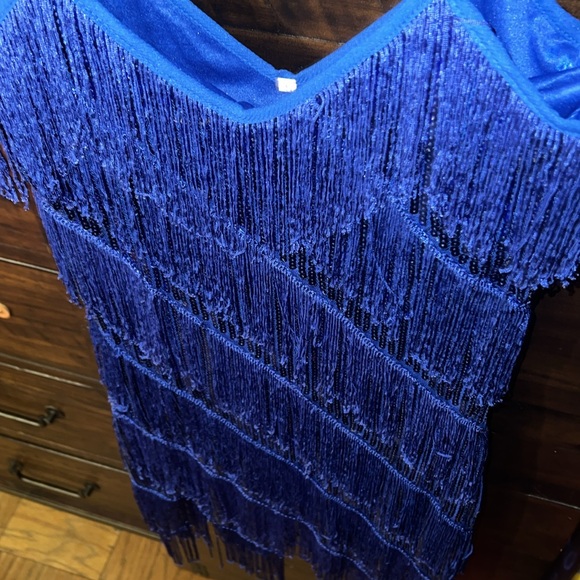 Women Salsa Latin Dance Dress Sequin Tassel Fringe Flapper Dress 1920s - Picture 7 of 8